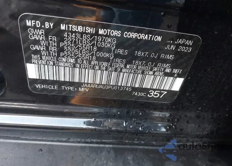 2023 Mitsubishi Outlander Sport 2.0 Se Awc from USA, damaged, VIN JA4ARUAU3PU013745